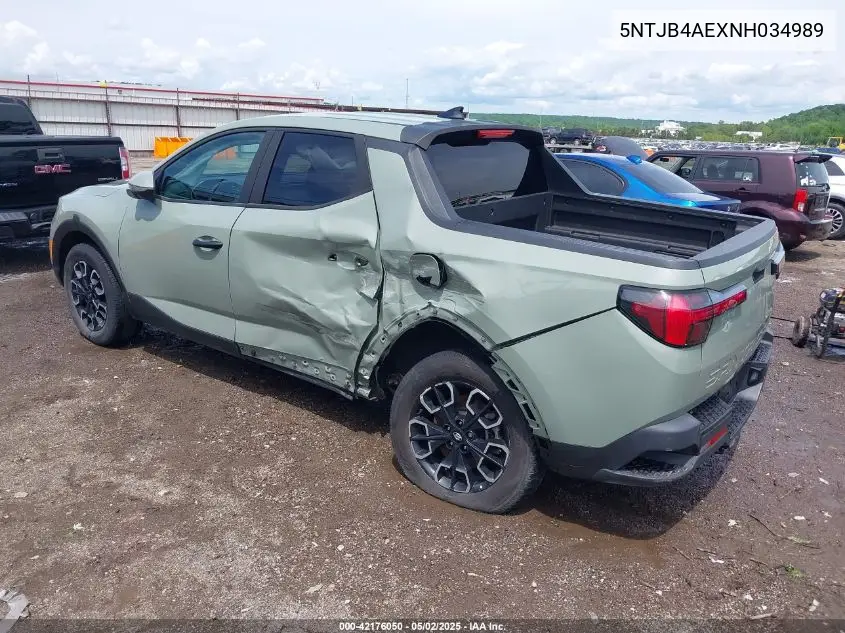 2022 Hyundai Santa Cruz Sel VIN: 5NTJB4AEXNH034989 Lot: 42176050