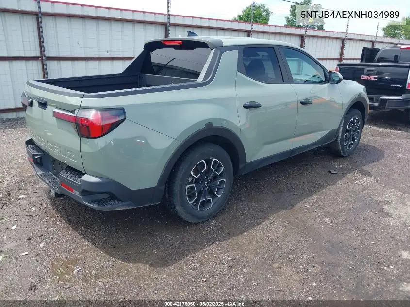 2022 Hyundai Santa Cruz Sel VIN: 5NTJB4AEXNH034989 Lot: 42176050