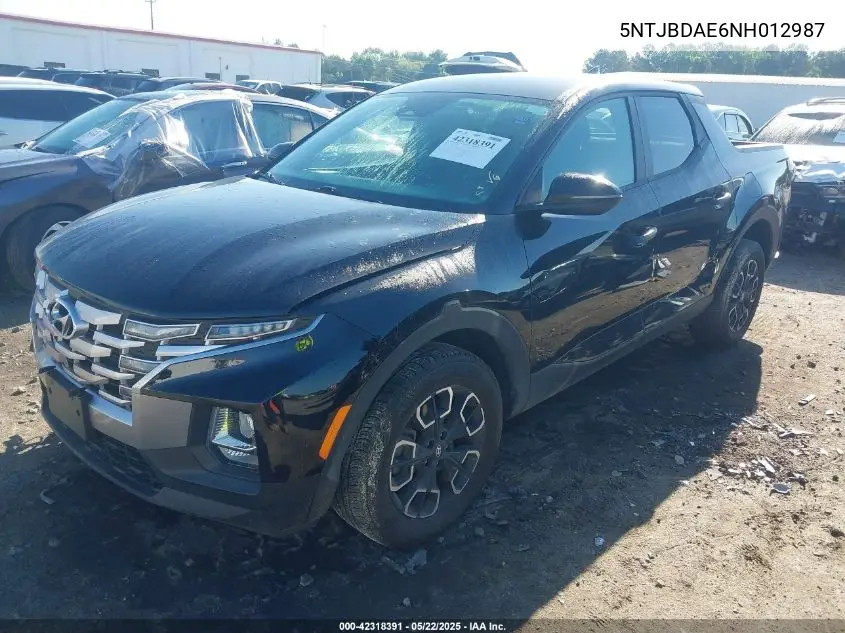 2022 Hyundai Santa Cruz Sel VIN: 5NTJBDAE6NH012987 Lot: 42318391