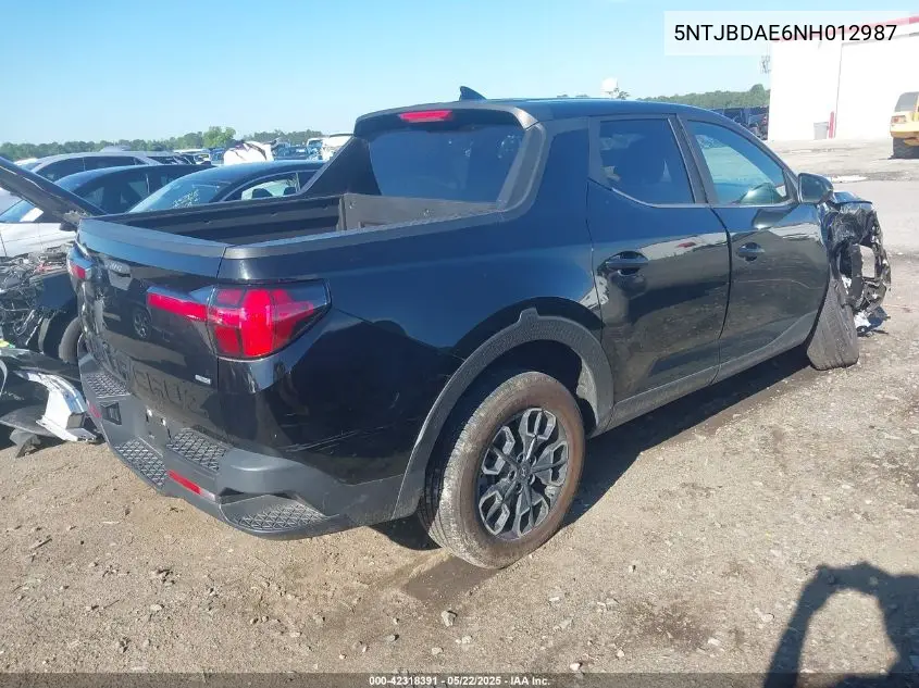 2022 Hyundai Santa Cruz Sel VIN: 5NTJBDAE6NH012987 Lot: 42318391