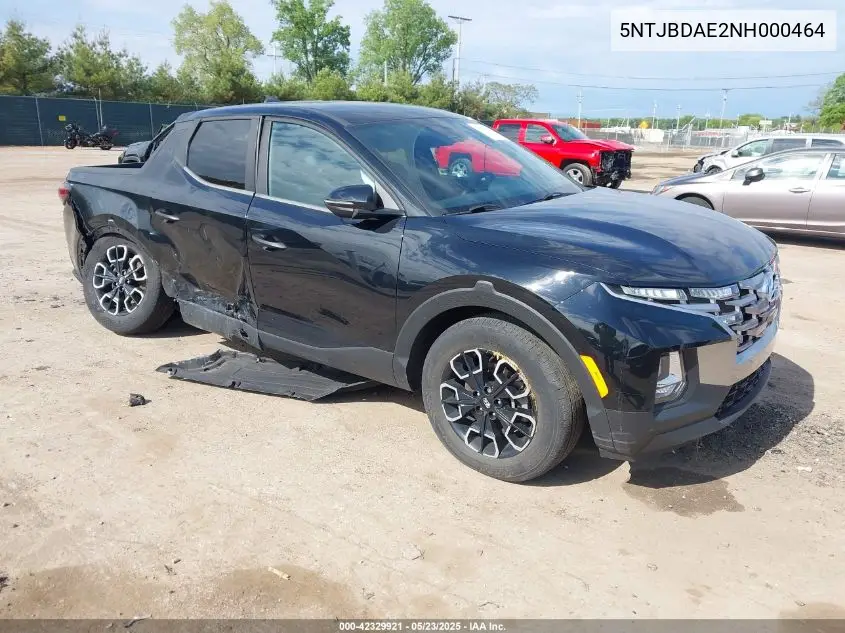 2022 Hyundai Santa Cruz Sel VIN: 5NTJBDAE2NH000464 Lot: 42329921