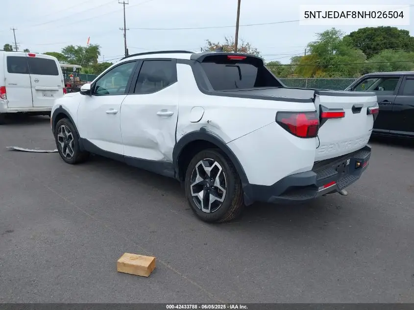 2022 Hyundai Santa Cruz Limited VIN: 5NTJEDAF8NH026504 Lot: 42433788