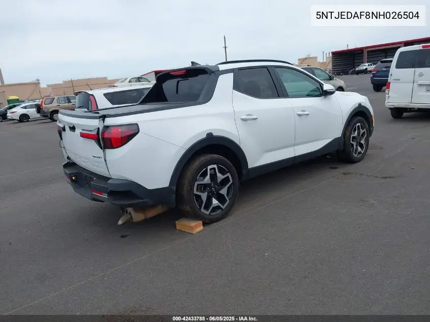 2022 Hyundai Santa Cruz Limited VIN: 5NTJEDAF8NH026504 Lot: 42433788