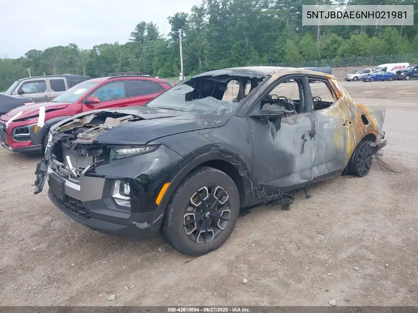 2022 Hyundai Santa Cruz Sel VIN: 5NTJBDAE6NH021981 Lot: 42610894