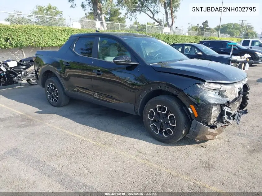 2022 Hyundai Santa Cruz Sel VIN: 5NTJBDAE2NH002795 Lot: 42613110