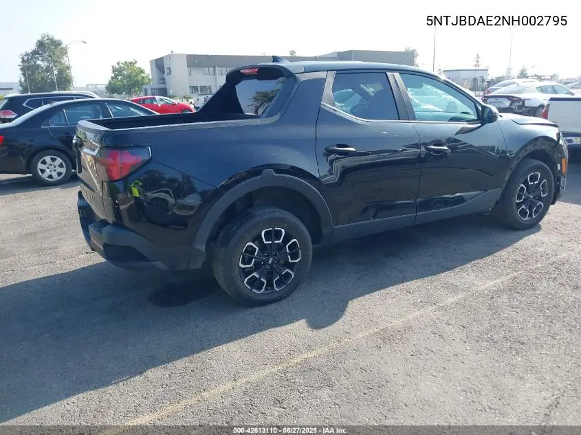 2022 Hyundai Santa Cruz Sel VIN: 5NTJBDAE2NH002795 Lot: 42613110