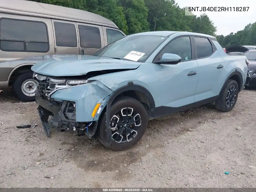2024 Hyundai Santa Cruz Sel VIN: 5NTJB4DE2RH118287 Lot: 42595649