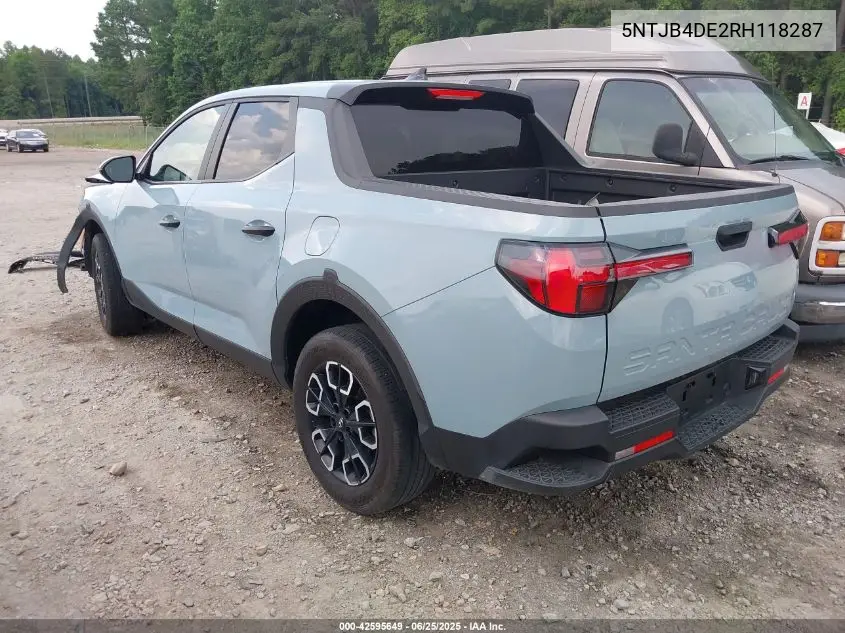 2024 Hyundai Santa Cruz Sel VIN: 5NTJB4DE2RH118287 Lot: 42595649