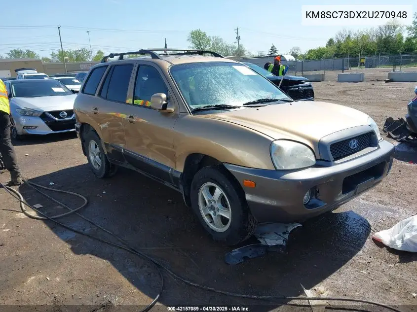 2002 Hyundai Santa Fe Gls/Lx VIN: KM8SC73DX2U270948 Lot: 42157089