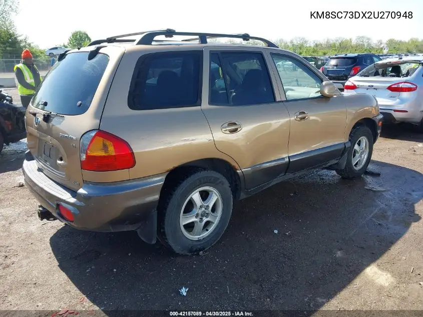 2002 Hyundai Santa Fe Gls/Lx VIN: KM8SC73DX2U270948 Lot: 42157089