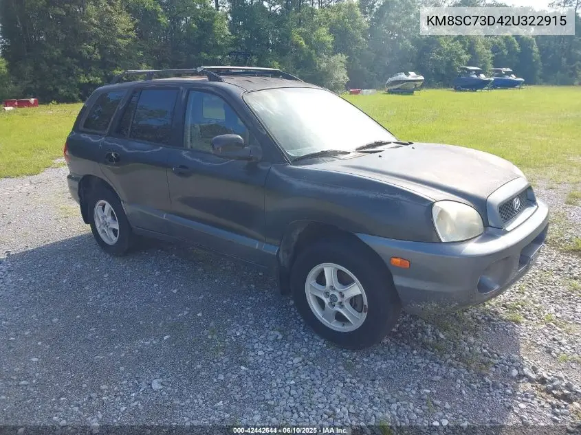 2002 Hyundai Santa Fe Gls/Lx VIN: KM8SC73D42U322915 Lot: 42442644