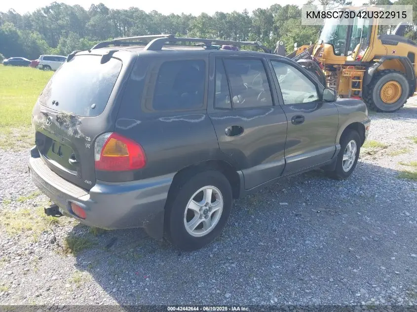 2002 Hyundai Santa Fe Gls/Lx VIN: KM8SC73D42U322915 Lot: 42442644