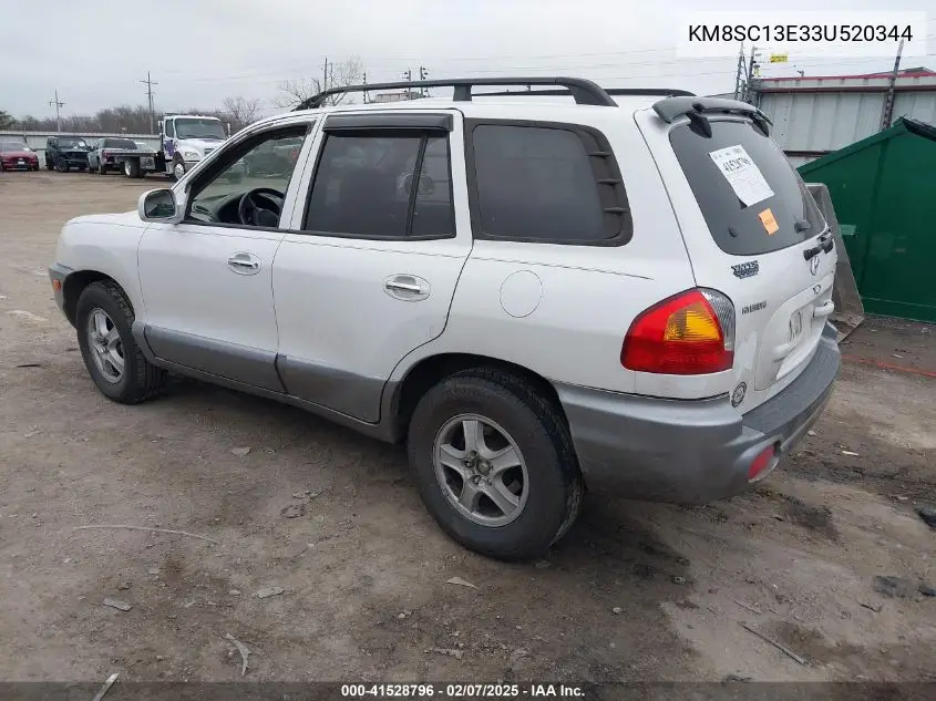 2003 Hyundai Santa Fe Gls/Lx VIN: KM8SC13E33U520344 Lot: 41528796