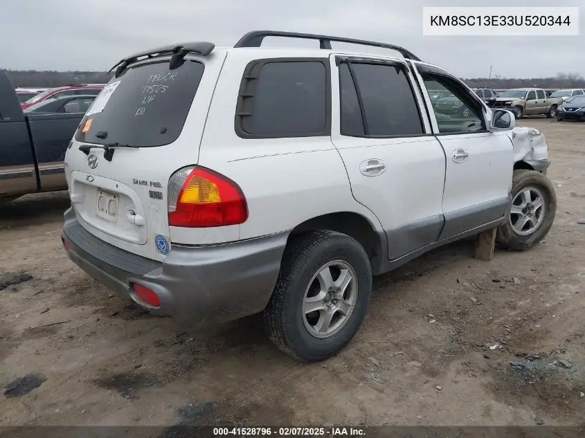 2003 Hyundai Santa Fe Gls/Lx VIN: KM8SC13E33U520344 Lot: 41528796