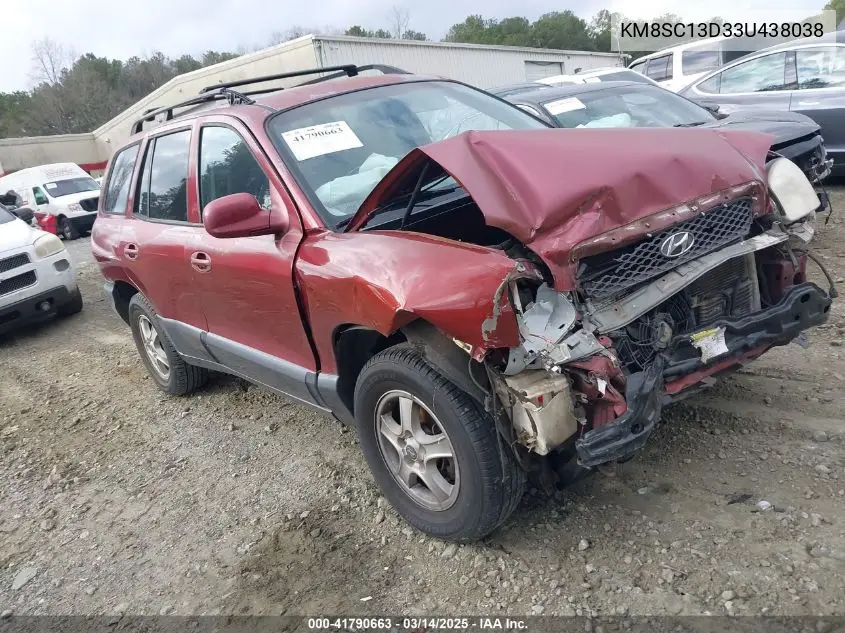 2003 Hyundai Santa Fe Gls/Lx VIN: KM8SC13D33U438038 Lot: 41790663