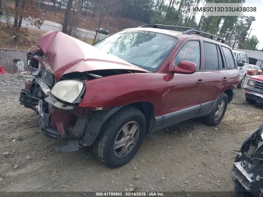 2003 Hyundai Santa Fe Gls/Lx VIN: KM8SC13D33U438038 Lot: 41790663