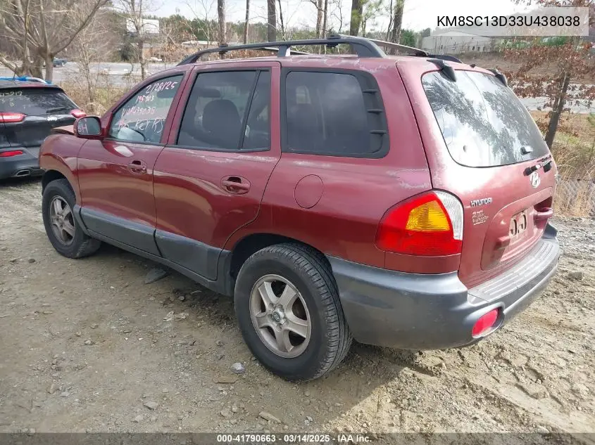 2003 Hyundai Santa Fe Gls/Lx VIN: KM8SC13D33U438038 Lot: 41790663