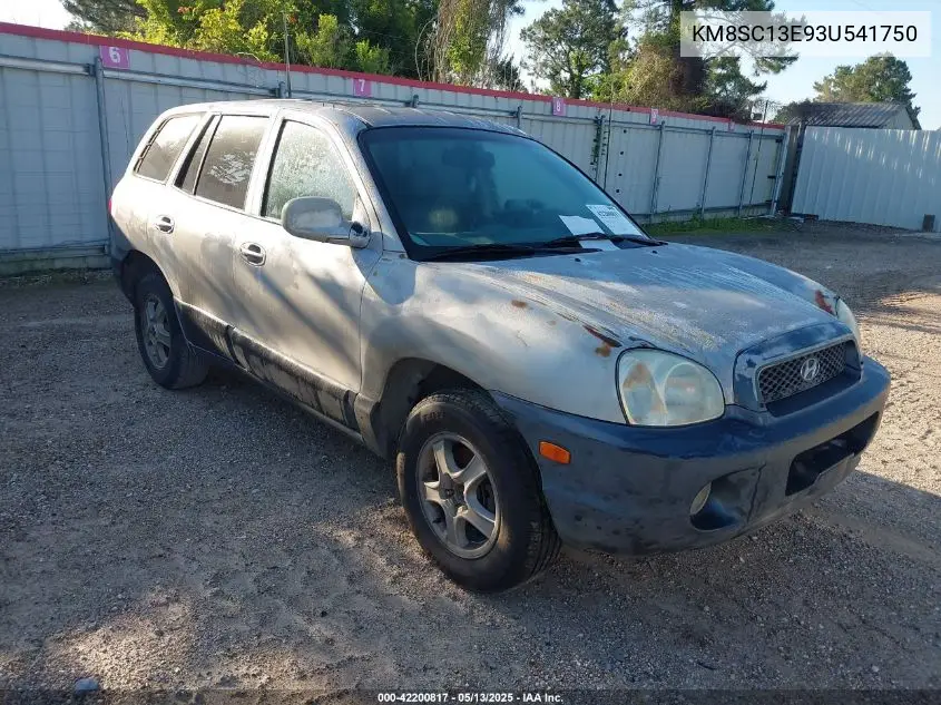 2003 Hyundai Santa Fe Gls/Lx VIN: KM8SC13E93U541750 Lot: 42200817