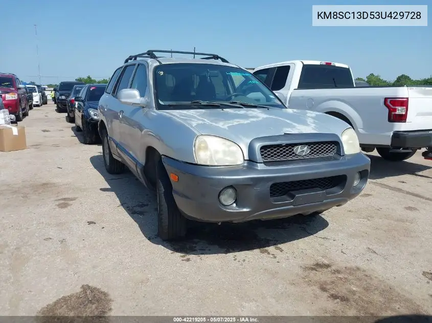 2003 Hyundai Santa Fe Gls/Lx VIN: KM8SC13D53U429728 Lot: 42219205