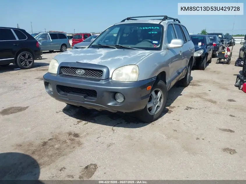 2003 Hyundai Santa Fe Gls/Lx VIN: KM8SC13D53U429728 Lot: 42219205