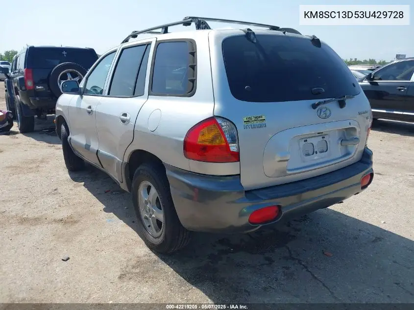 2003 Hyundai Santa Fe Gls/Lx VIN: KM8SC13D53U429728 Lot: 42219205