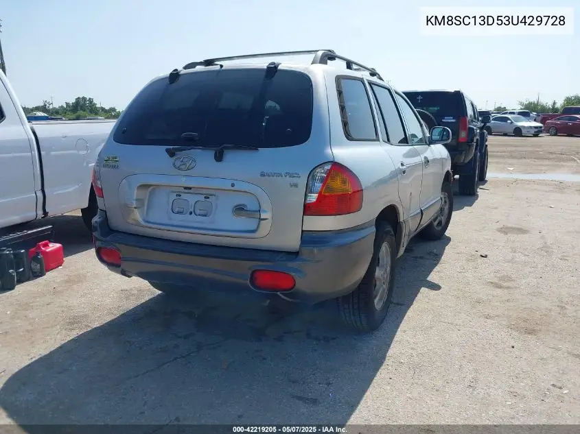 2003 Hyundai Santa Fe Gls/Lx VIN: KM8SC13D53U429728 Lot: 42219205