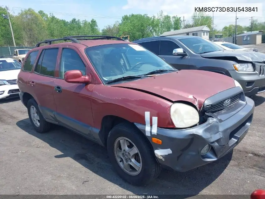 2003 Hyundai Santa Fe Gls/Lx VIN: KM8SC73D83U543841 Lot: 42220132