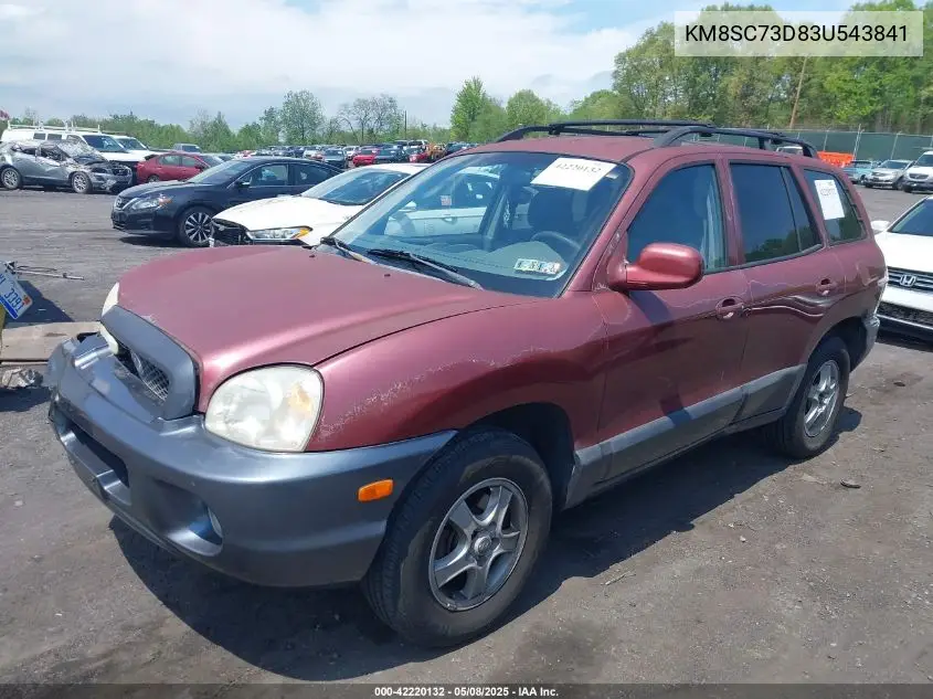 2003 Hyundai Santa Fe Gls/Lx VIN: KM8SC73D83U543841 Lot: 42220132