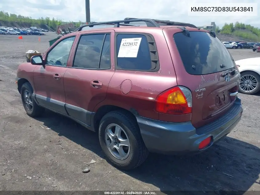 2003 Hyundai Santa Fe Gls/Lx VIN: KM8SC73D83U543841 Lot: 42220132