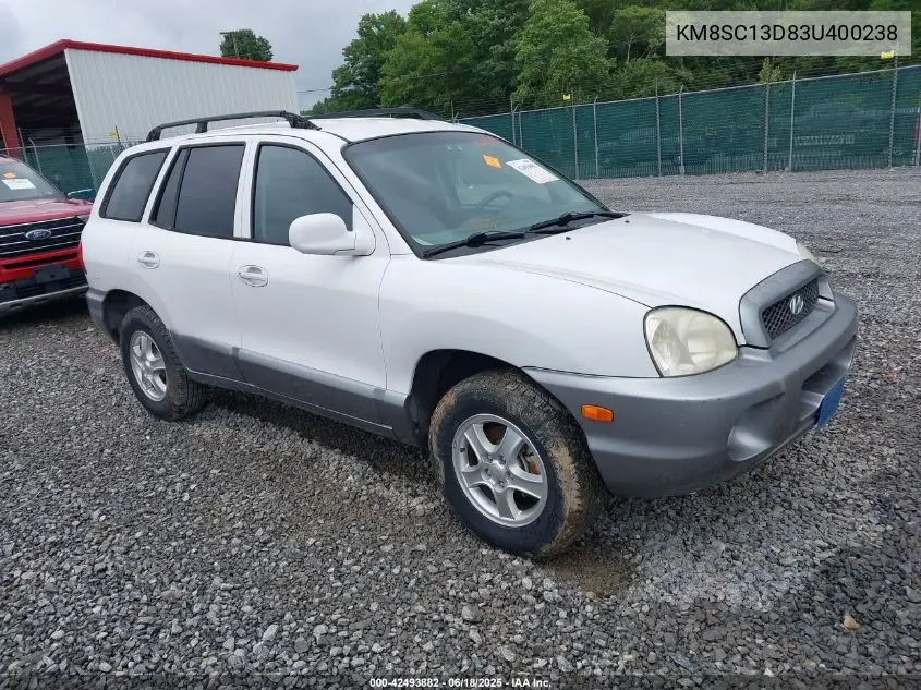 2003 Hyundai Santa Fe Gls/Lx VIN: KM8SC13D83U400238 Lot: 42493882