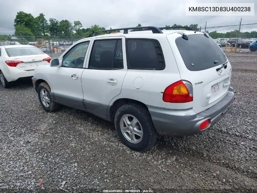2003 Hyundai Santa Fe Gls/Lx VIN: KM8SC13D83U400238 Lot: 42493882