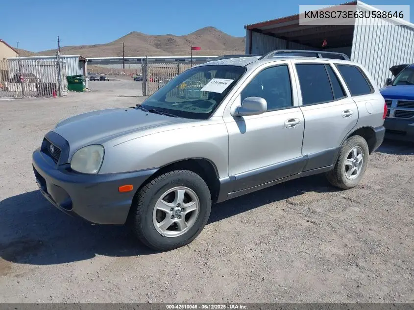2003 Hyundai Santa Fe Gls/Lx VIN: KM8SC73E63U538646 Lot: 42510046
