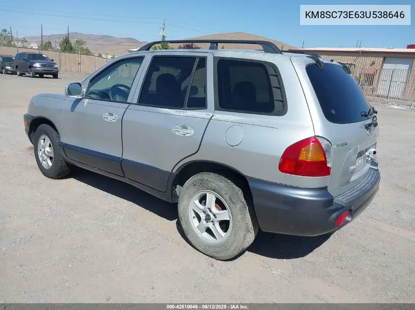 2003 Hyundai Santa Fe Gls/Lx VIN: KM8SC73E63U538646 Lot: 42510046