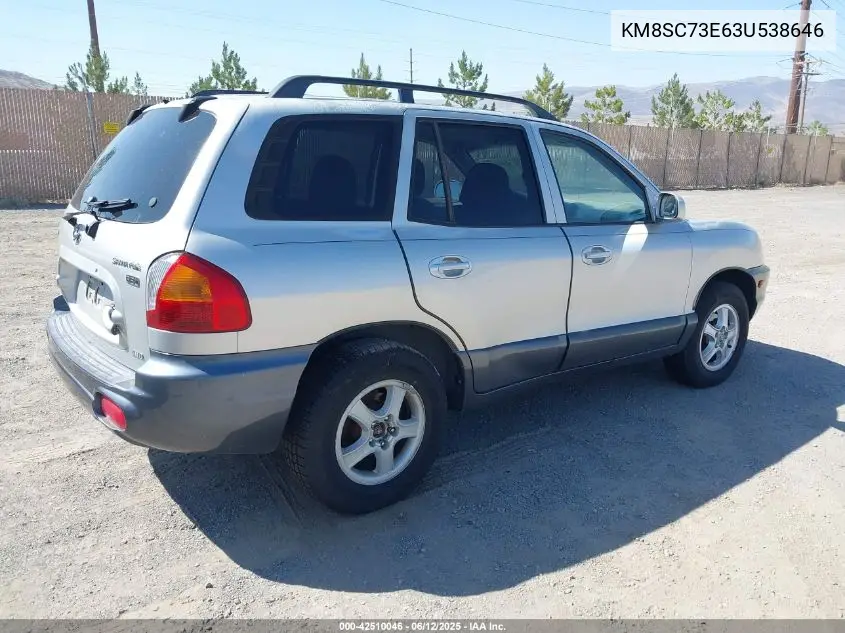 2003 Hyundai Santa Fe Gls/Lx VIN: KM8SC73E63U538646 Lot: 42510046