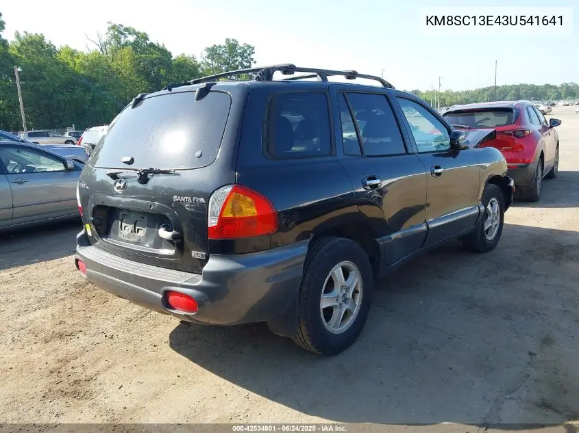 2003 Hyundai Santa Fe Gls/Lx VIN: KM8SC13E43U541641 Lot: 42534801