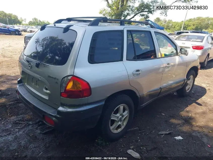 2003 Hyundai Santa Fe Gls/Lx VIN: KM8SC73D33U429830 Lot: 42536422