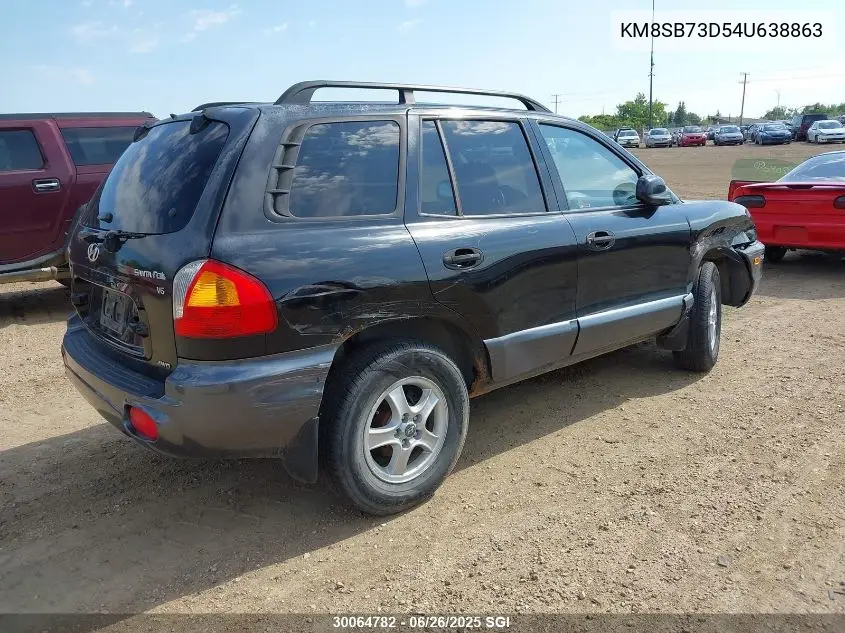 2004 Hyundai Santa Fe VIN: KM8SB73D54U638863 Lot: 30064782