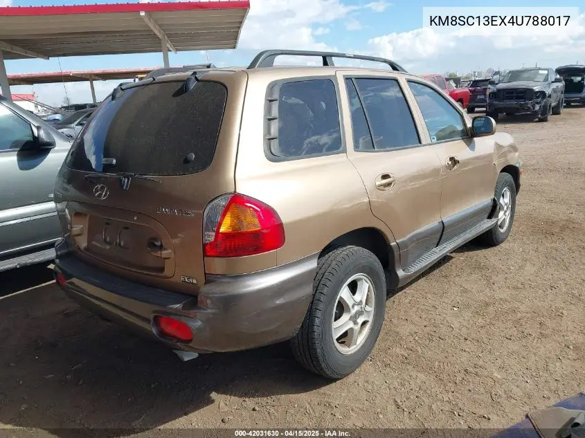 2004 Hyundai Santa Fe Gls/Lx VIN: KM8SC13EX4U788017 Lot: 42031630