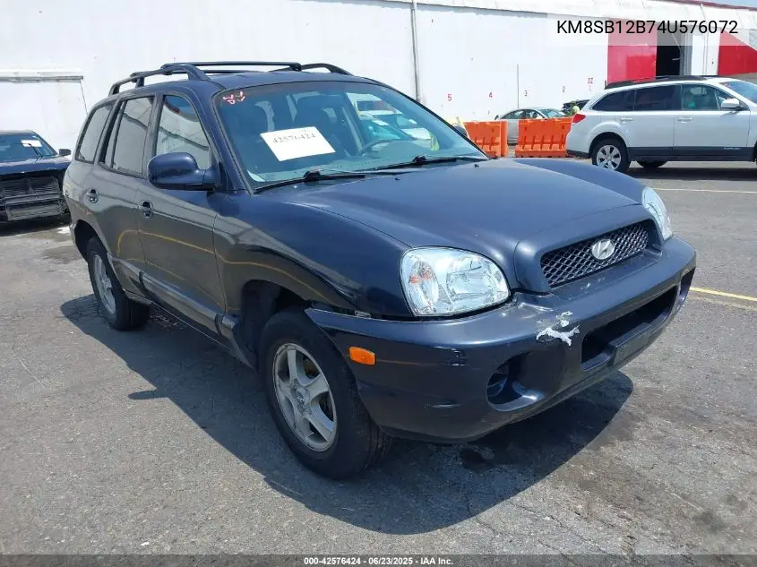 2004 Hyundai Santa Fe VIN: KM8SB12B74U576072 Lot: 42576424