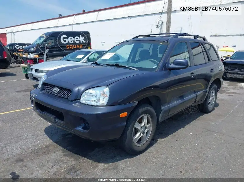 2004 Hyundai Santa Fe VIN: KM8SB12B74U576072 Lot: 42576424