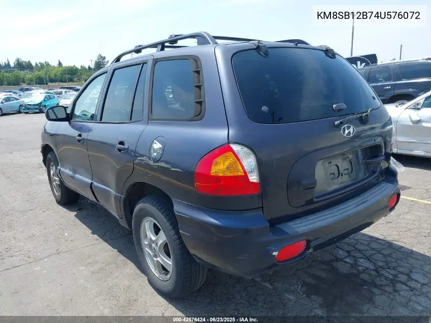 2004 Hyundai Santa Fe VIN: KM8SB12B74U576072 Lot: 42576424