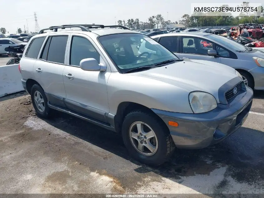 2004 Hyundai Santa Fe Gls/Lx VIN: KM8SC73E94U578754 Lot: 42605948