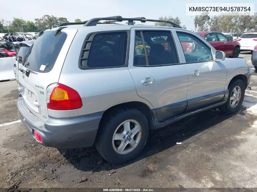 2004 Hyundai Santa Fe Gls/Lx VIN: KM8SC73E94U578754 Lot: 42605948