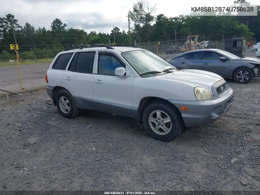 2004 Hyundai Santa Fe Gl VIN: KM8SB12B74U758628 Lot: 42638412