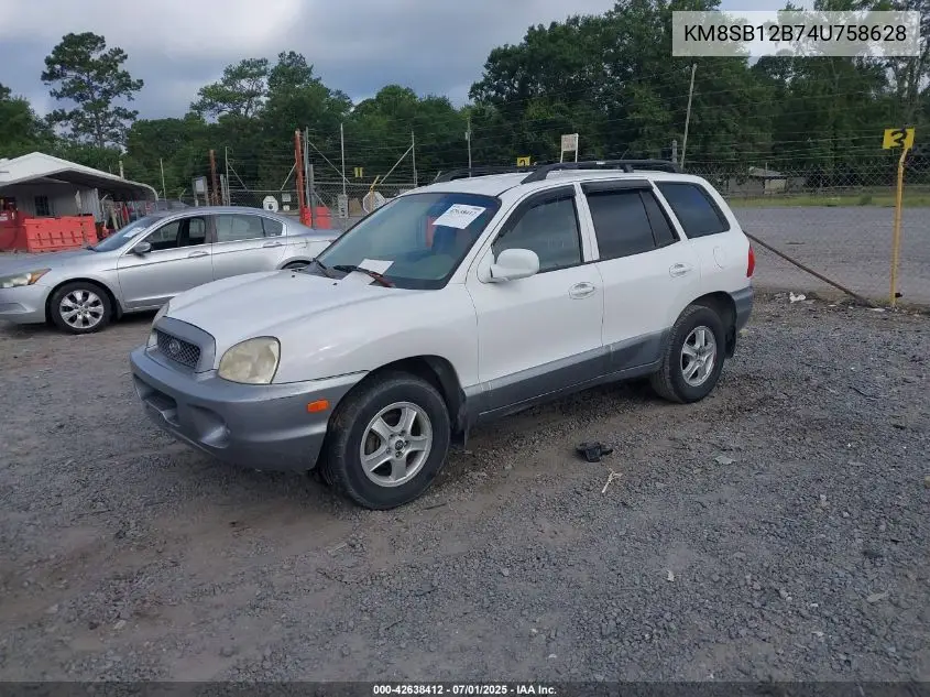 2004 Hyundai Santa Fe Gl VIN: KM8SB12B74U758628 Lot: 42638412