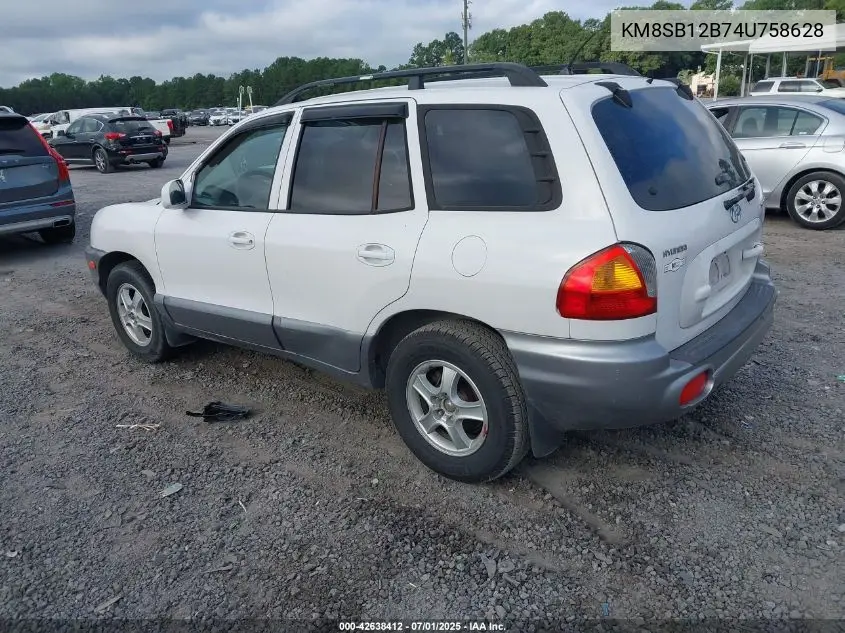 2004 Hyundai Santa Fe Gl VIN: KM8SB12B74U758628 Lot: 42638412