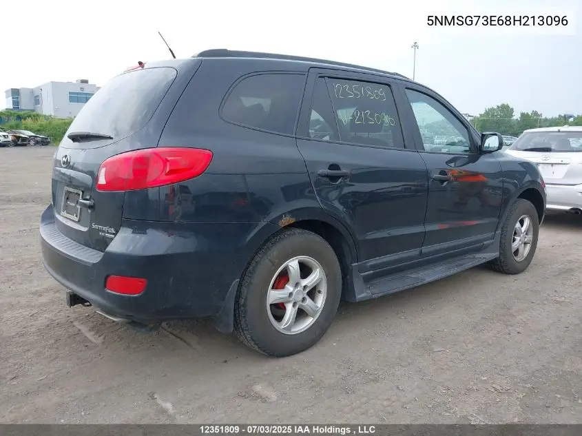 2008 Hyundai Santa Fe VIN: 5NMSG73E68H213096 Lot: 12351809