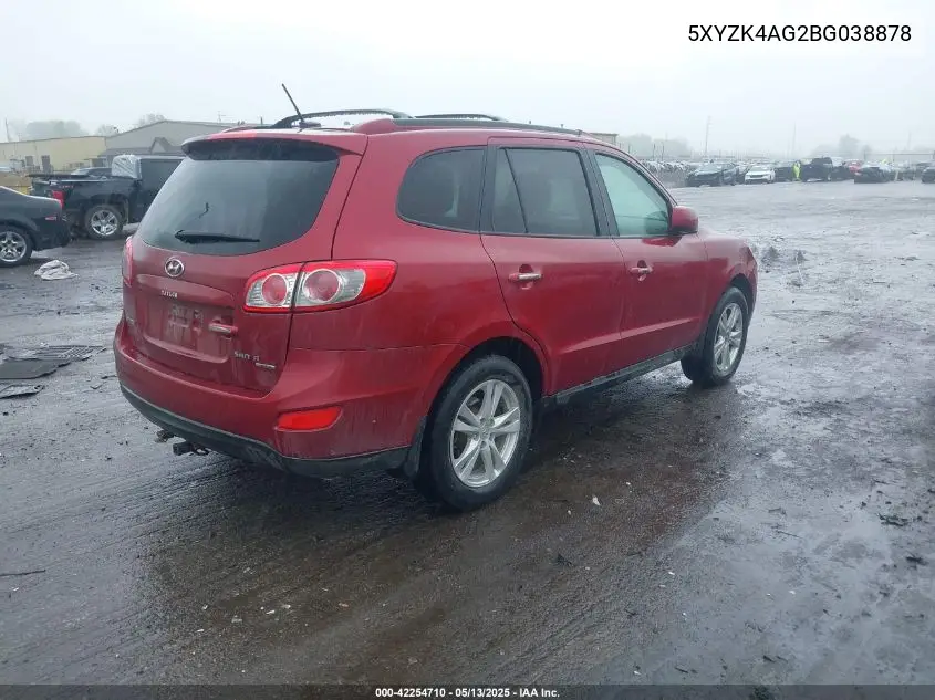 2011 Hyundai Santa Fe Limited V6 VIN: 5XYZK4AG2BG038878 Lot: 42254710