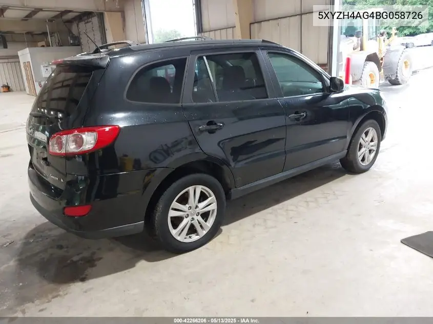 2011 Hyundai Santa Fe Se VIN: 5XYZH4AG4BG058726 Lot: 42266206