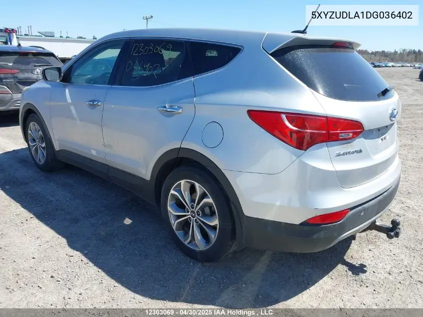 2013 Hyundai Santa Fe VIN: 5XYZUDLA1DG036402 Lot: 12303069